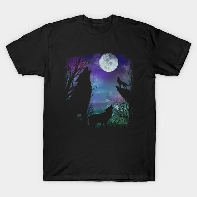 3 Wolf in a Moon T-Shirt by diardo